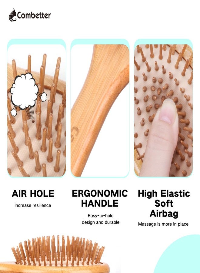 Combetter Bamboo Hair Brush, Natural Brush to Soften&Improves Hair Texture - Soothing Massage to Improve Dandruff Eco-Friendly Comb for All Hair Types - Image 2